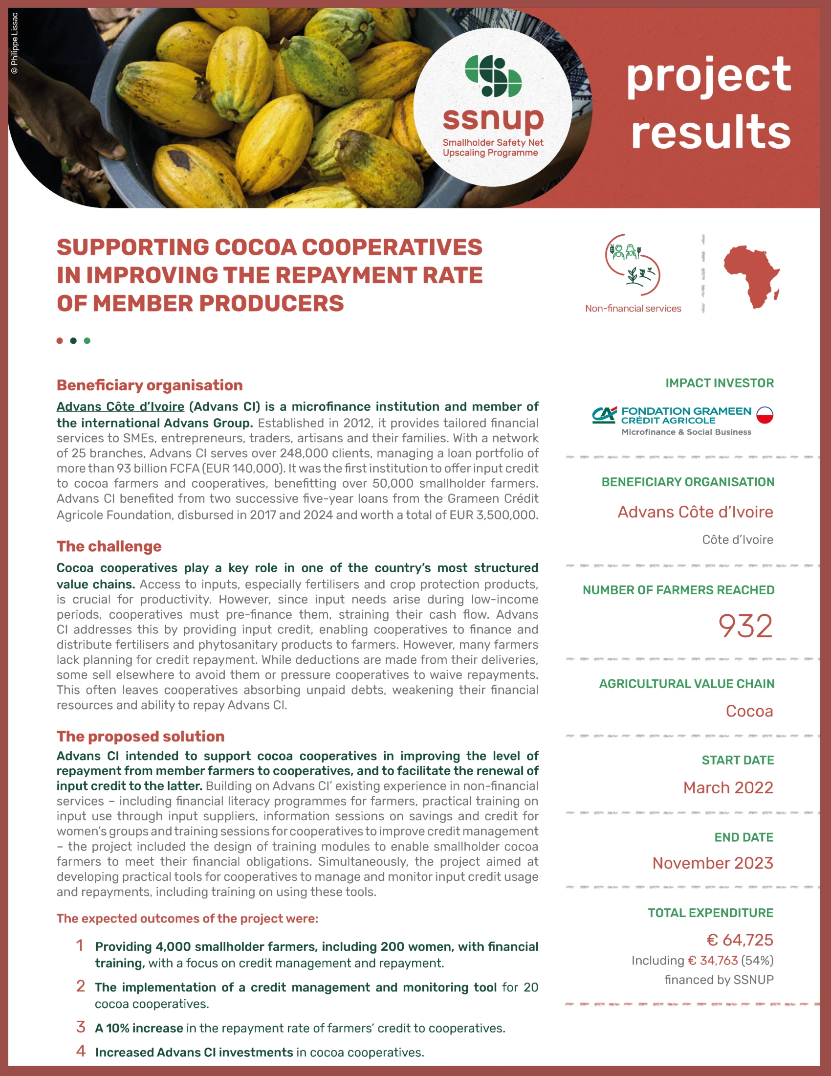 Cover Supporting cocoa cooperatives in improving the repayment rate of member producers
