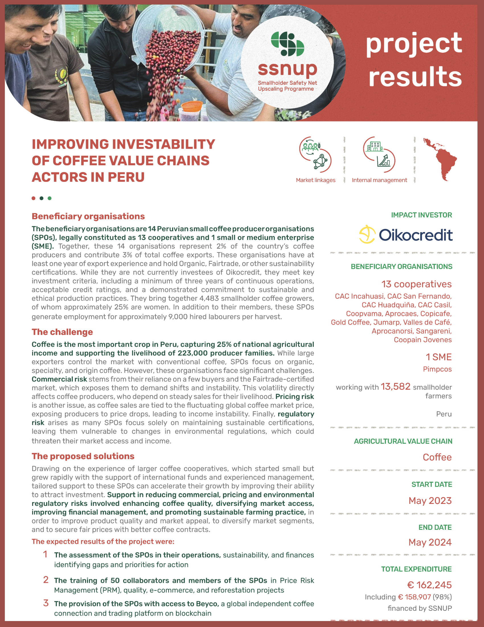 Cover Improving investability of coffee value chains actors in Peru