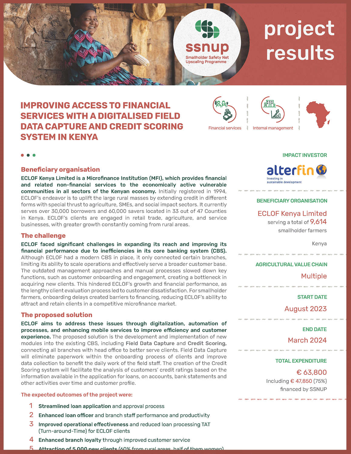 Cover Improving access to financial services with a digitalised field data capture and credit scoring system in Kenya