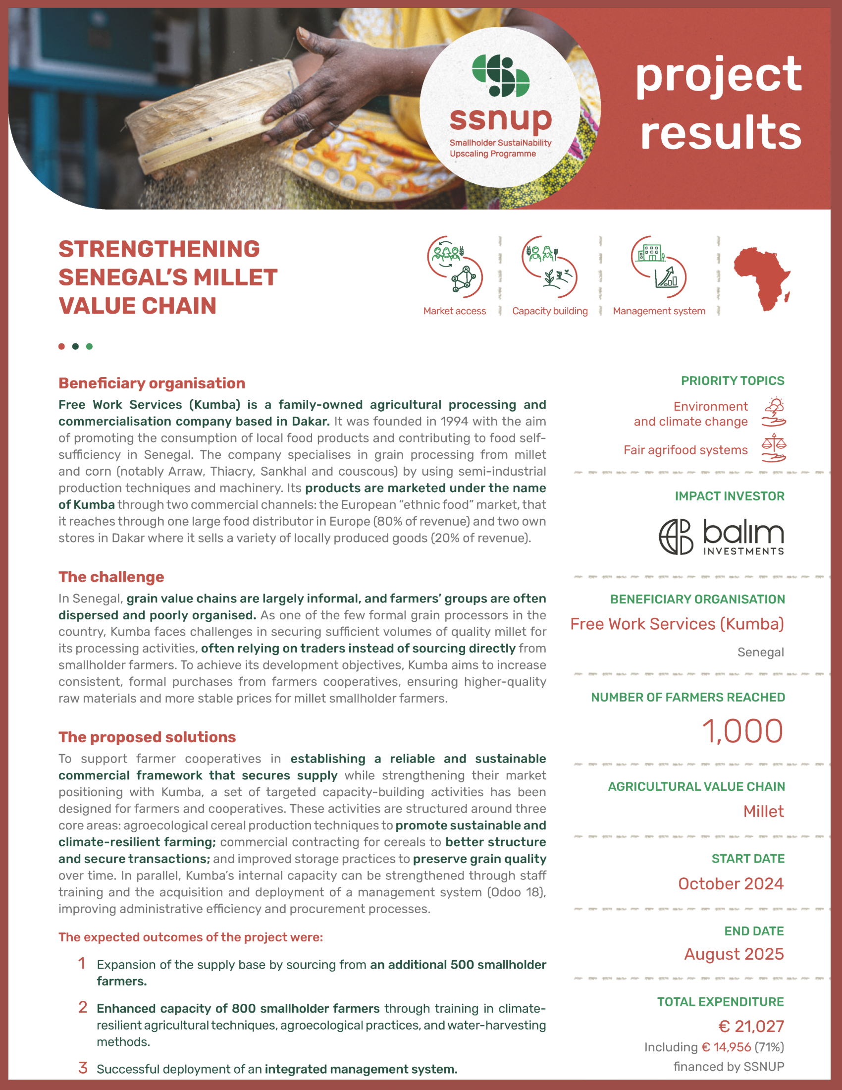 Cover Strengthening Senegal’s millet value chain