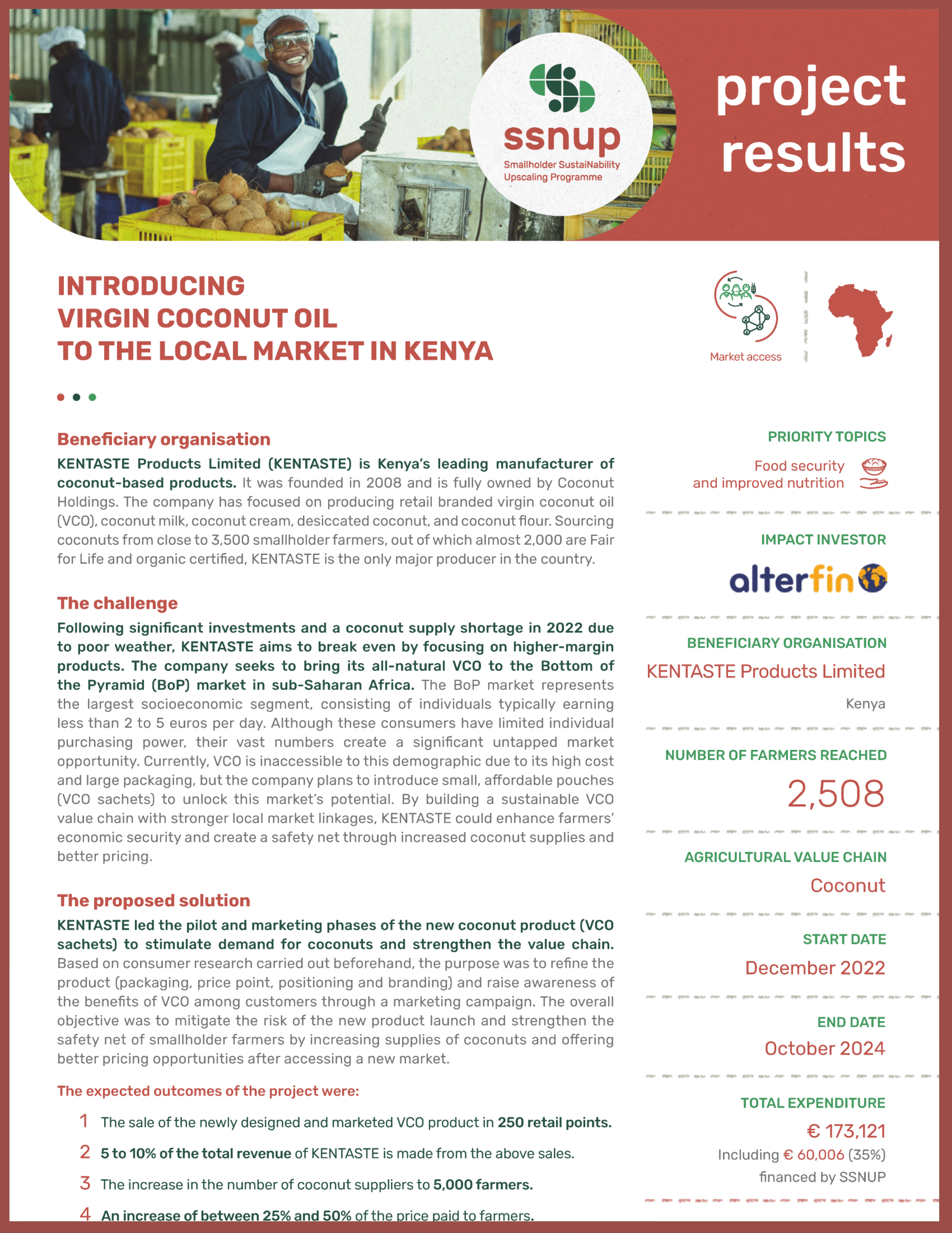 Cover Introducing virgin coconut oil to the local market in kenya