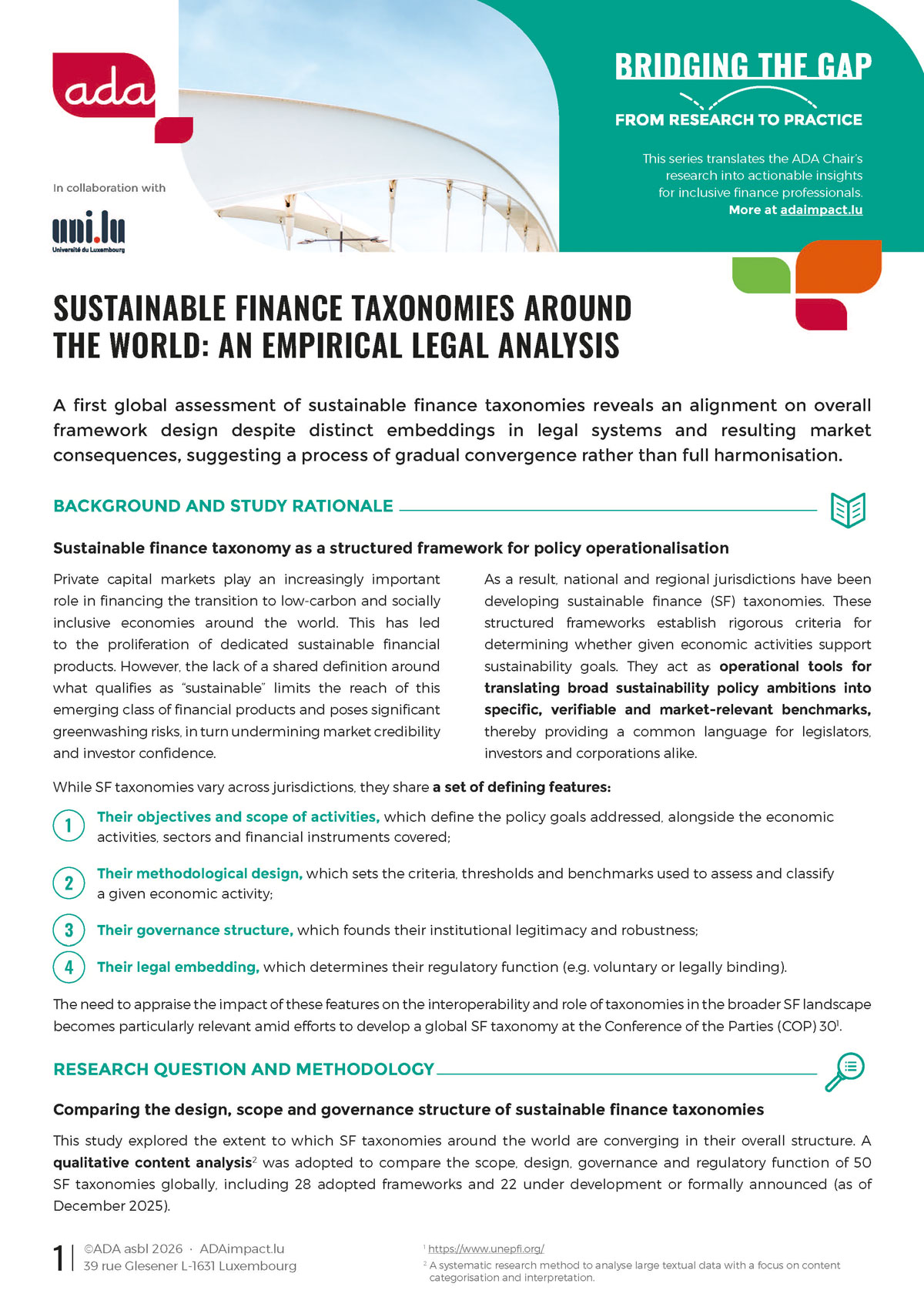 SUSTAINABLE FINANCE TAXONOMIES AROUND THE WORLD: AN EMPIRICAL LEGAL ANALYSIS